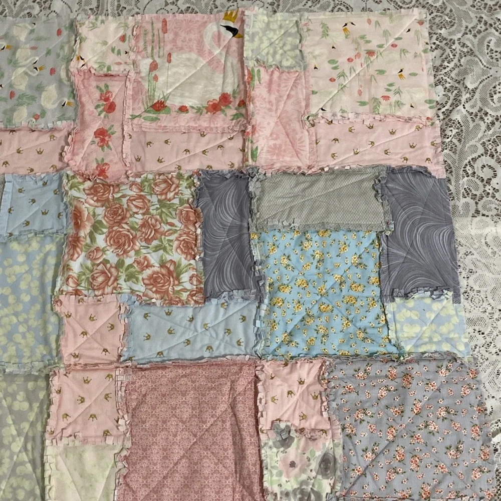 Brand New Baby Quilt with Girly Princess Motifs